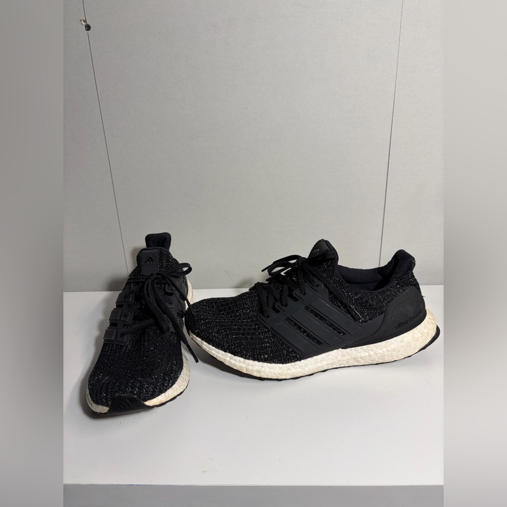 Adidas Ultra Boost 4.0 Utility Black Knit Sneakers with White Soles
